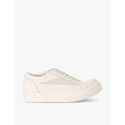 RICK OWENS WOMENS WHITE VINTAGE CONTRAST-STITCH LEATHER LOW-TOP TRAINERS EUR 36 / 3 UK