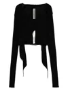 Rick Owens Cropped Wrap-design Cardigan In Black