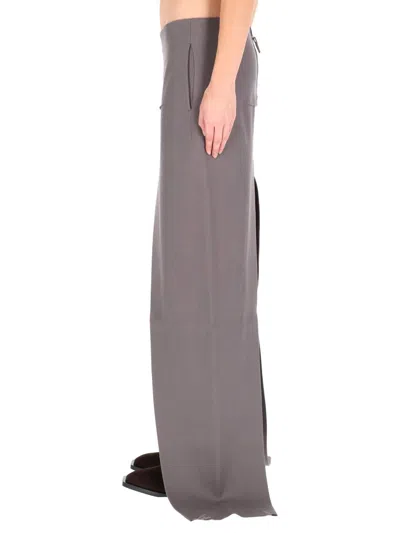 Rick Owens Women's Wool Maxi Skirt With Side Slit In Grey