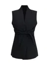 Rick Owens Wool Vest With Tie Waist And Shawl Collar In Black