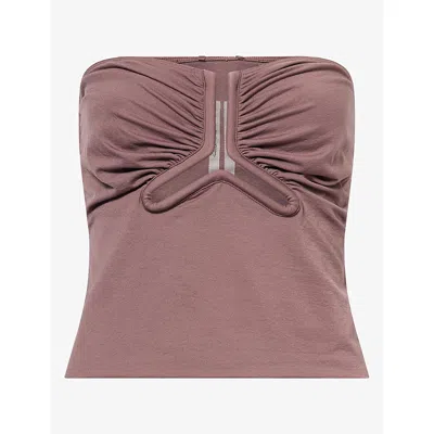 Rick Owens Womens Alannah Cut-out Jersey Bustier Top Grape In Brown