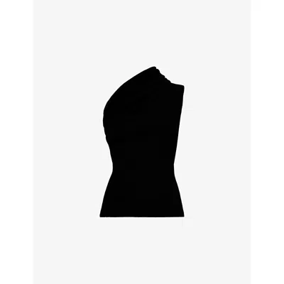 Rick Owens Womens Black Athena One-shoulder Knitted Top