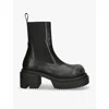 Rick Owens Womens Black Beatle Bogun Leather Heeled Boots In Black