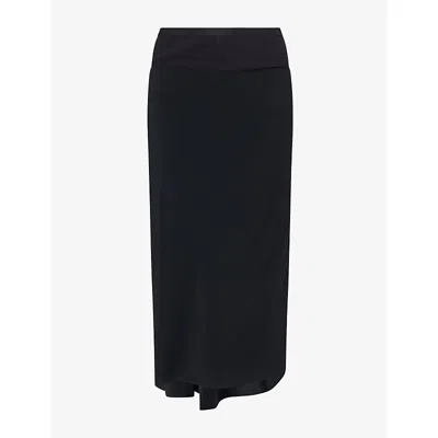 Rick Owens Womens Bias A-line Crepe Midi Skirt Black