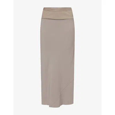 Rick Owens Womens Bias Calf-length Crepe Midi Skirt Drk Pearl