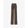 Rick Owens Wide-leg Trousers With Ribbed Waistband In Brown