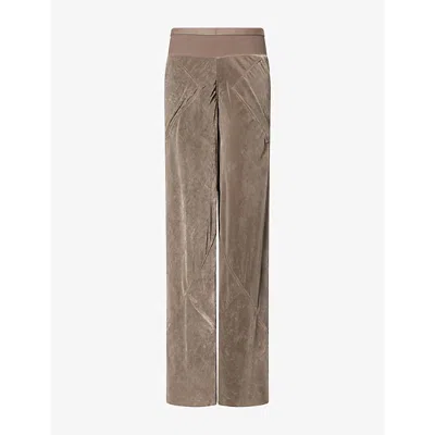 Rick Owens Womens Bias Wide-leg Velvet Trousers Dust In Brown