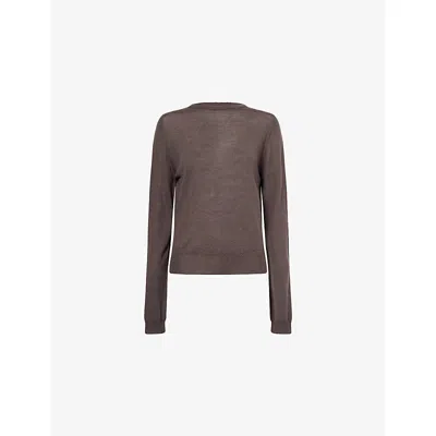 Rick Owens Womens Darkdust Biker Level Brushed Wool Knitted Jumper In Brown