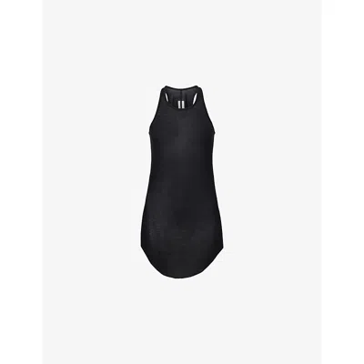 Rick Owens Womens Black Basic Ribbed Woven-blend Top