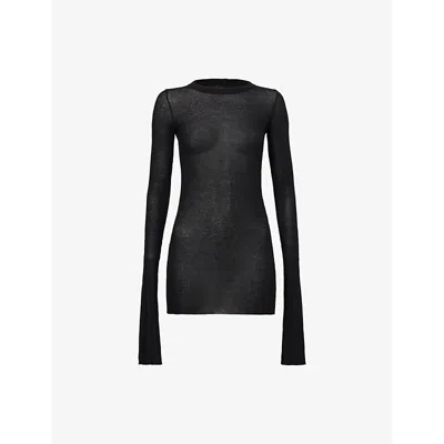 RICK OWENS WOMENS RICK OWENS BASIC SHEER RIBBED LONG-SLEEVE JERSEY T-SHIRT