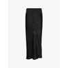 Rick Owens Womens Black Bias Draped Woven Maxi Skirt In Black