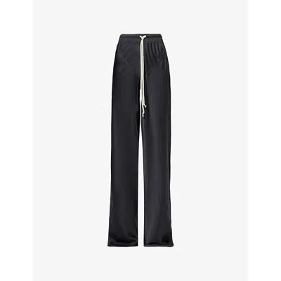 Rick Owens Womens  Bias Drawstring-waist Straight-leg Satin Trousers In Black