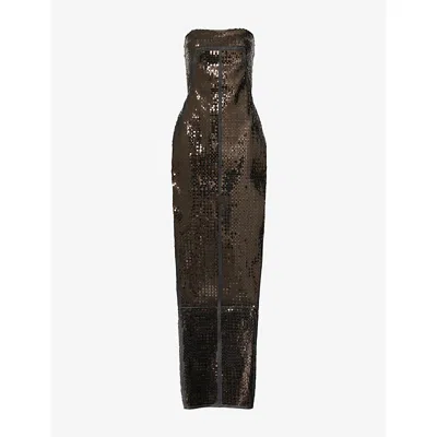 Rick Owens Womens  Bustier Sequin Denim-blend Gown In Black