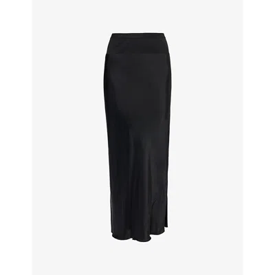 Rick Owens Womens  Calf Bias Satin Midi Skirt In Black