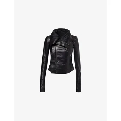 Rick Owens Womens Black Classic Biker Slim-fit Leather Jacket