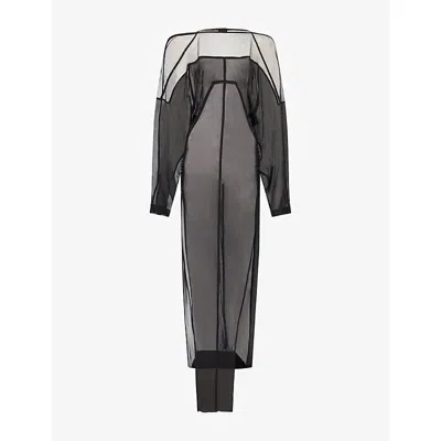 Rick Owens Womens Black Collage Long-sleeve Mesh Gown