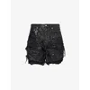 Rick Owens Womens Cut-off Distressed Waxed Cotton Shorts Black In Black