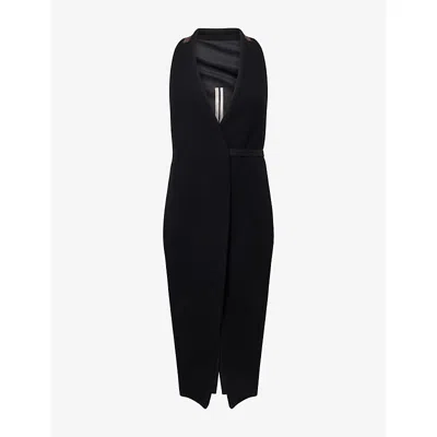 Rick Owens Womens Black Cyclops Sleeveless Long Wool Coat