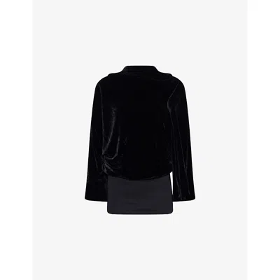 Rick Owens Womens Black Cylinder Draped Woven Top