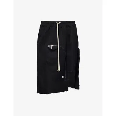 Rick Owens Womens Black Dracca Asymmetric Wool Midi Skirt