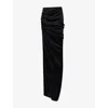 Rick Owens Draped Drawstring Maxi Ruched Side Slit In Black