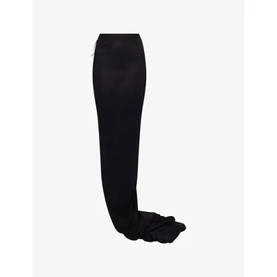 Rick Owens Womens Black Edfu Slim-fit Woven Maxi Skirt