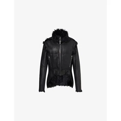 Rick Owens Womens Black Exploder Shearling Jacket