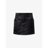 Rick Owens Womens Black Firbanks Slim-fit Satin Mini Skirt In Black