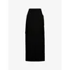 Rick Owens Womens Black Firbanks Slit Wool Midi Skirt In Black