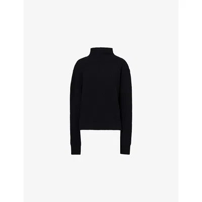 Rick Owens Womens Black Fisherman Turtleneck Wool Jumper Xs