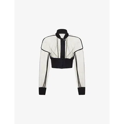 Rick Owens Womens Black Flight Cropped Woven Jacket