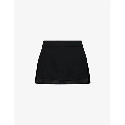 Rick Owens Womens Black Fog Cut-off Wool Mini Skirt