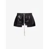 Rick Owens Womens Black Fog Relaxed-fit Leather Boxer Shorts In Black