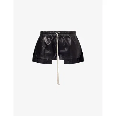 Rick Owens Womens Black Fog Relaxed-fit Leather Boxer Shorts
