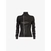 Rick Owens Asymmetric Black Stretch Leather Jacket In Black