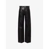 Rick Owens Womens Black Geth Wide-leg Coated-denim Jeans In Black