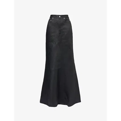 Rick Owens Womens  Godet Flared Linen Maxi Skirt In Black
