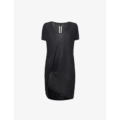 Rick Owens Womens  Hiked Centre-seam Relaxed-fit Jersey T-shirt In Black