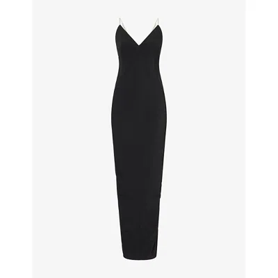 Rick Owens Womens Black Maillot V-neck Woven Gown