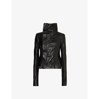 Rick Owens Womens  Naska Asymmetric-hem Slim-fit Leather Jacket In Black