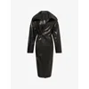 Rick Owens Womens Black Panelled Belted Leather Coat In Black