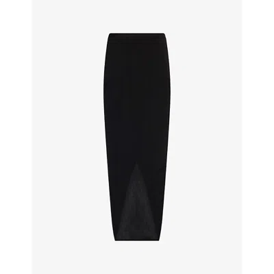 Rick Owens Womens Pillar Wrap Wool Maxi Skirt Black