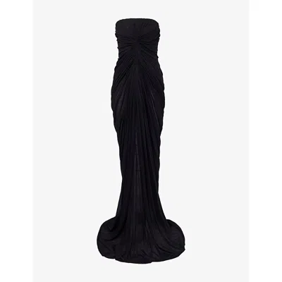 Rick Owens Womens Black Radiance Bustier Gathered Cotton-jersey Maxi Gown
