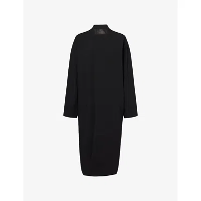 Rick Owens Womens Black Relaxed-fit Island Wool Coat
