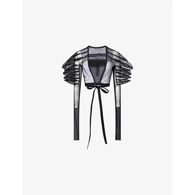 Rick Owens Womens Black Rhino Structured Sheer Top
