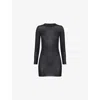 Rick Owens Womens Black Ribbed Long-sleeves Woven Top In Black
