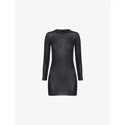 Rick Owens Womens Black Ribbed Long-sleeves Woven Top