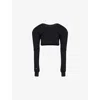Shop Rick Owens Womens Black  X Champion Girdered Cropped Harness Cotton-jersey T-shirt