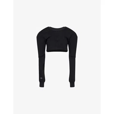 RICK OWENS WOMENS RICK OWENS X CHAMPION GIRDERED CROPPED HARNESS COTTON-JERSEY T-SHIRT