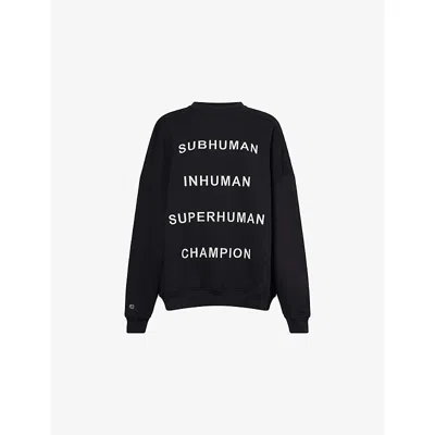 Rick Owens Womens Black  X Champion Jumbo Logo-embroidery Cotton-jersey Sweatshirt